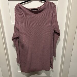 Ribbed Mauve Long Sleeve Sweater Dress